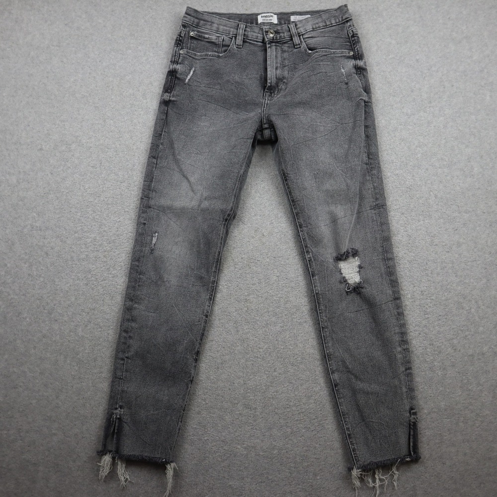 Kensie Jeans Skinny Womens 8/29 High Rise Gray Distressed Frayed Hem Denim Pants